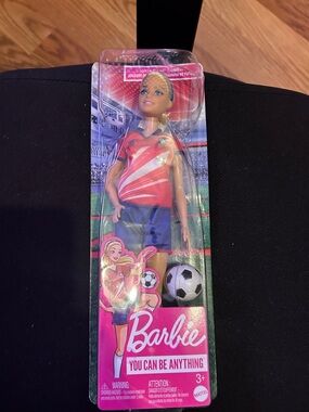 Barbie Soccer Doll - Red & Blue Athletic Outfit